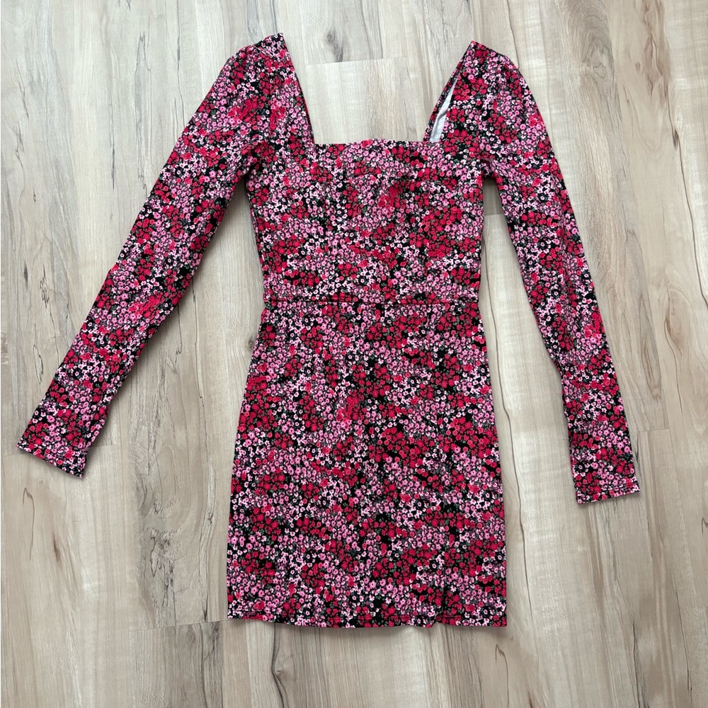 Francesca's Red, Pink and Black Bodycon Dress